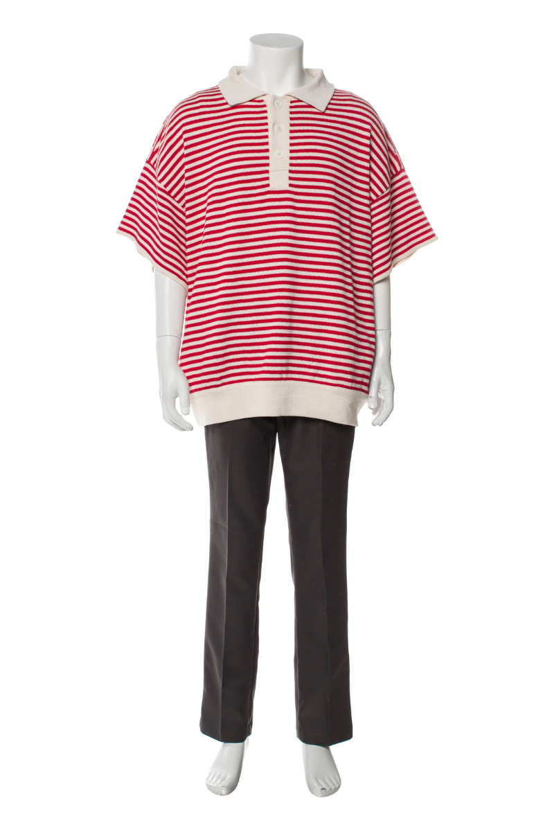 Rhude Pink & White Striped Short-Sleeve Polo