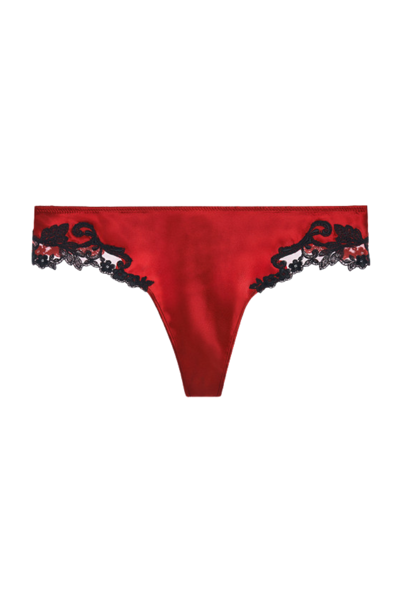 La Perla Red Silk Thong with Frastaglio