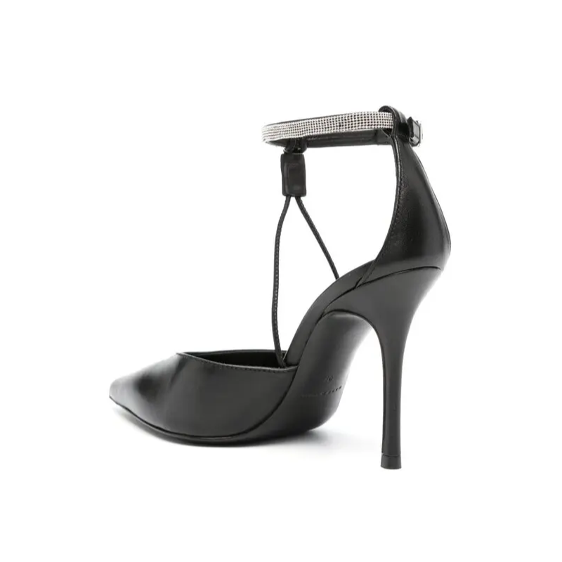 Peserico 10mm Rhinestone-Embellished Leather Pumps