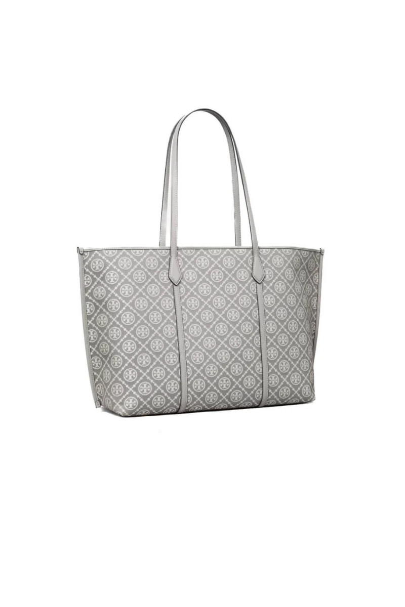 Tory Burch Perry T Monogram Jacquard Large Tote Bag in Gray