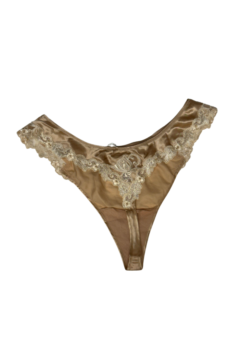 La Perla Champagne Silk Medium Briefs with Frastaglio