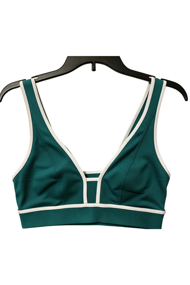 Bandier V Neck Rib Bra Green BND10101