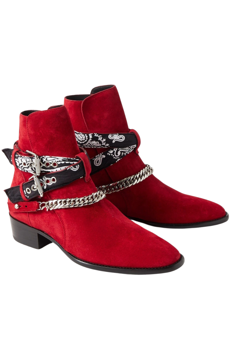 Mens | AMIRI Embellished Suede Jodhpur Boots Burgundy