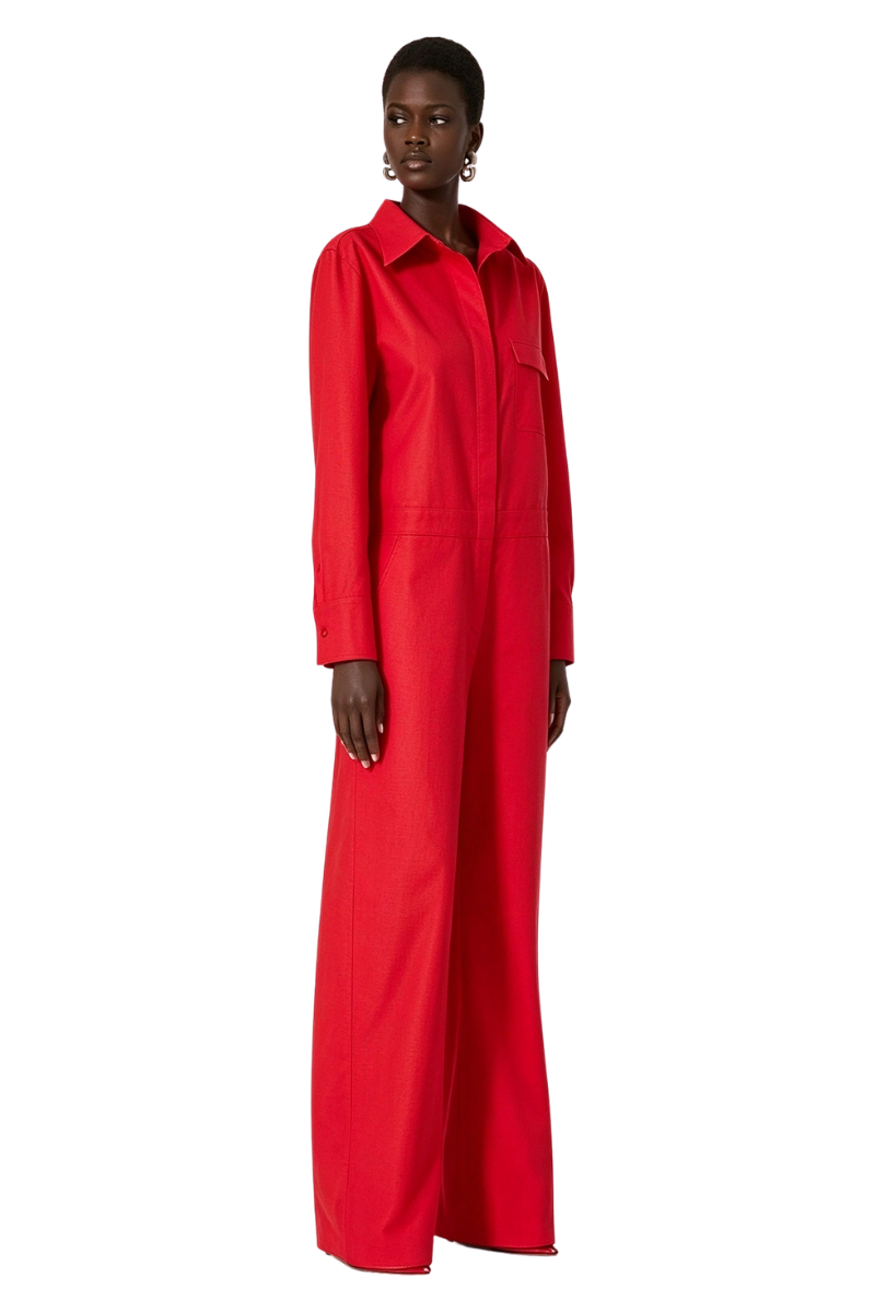 Valentino Compact Popeline Jumpsuit Rosso  2B0VE2L75DN_157