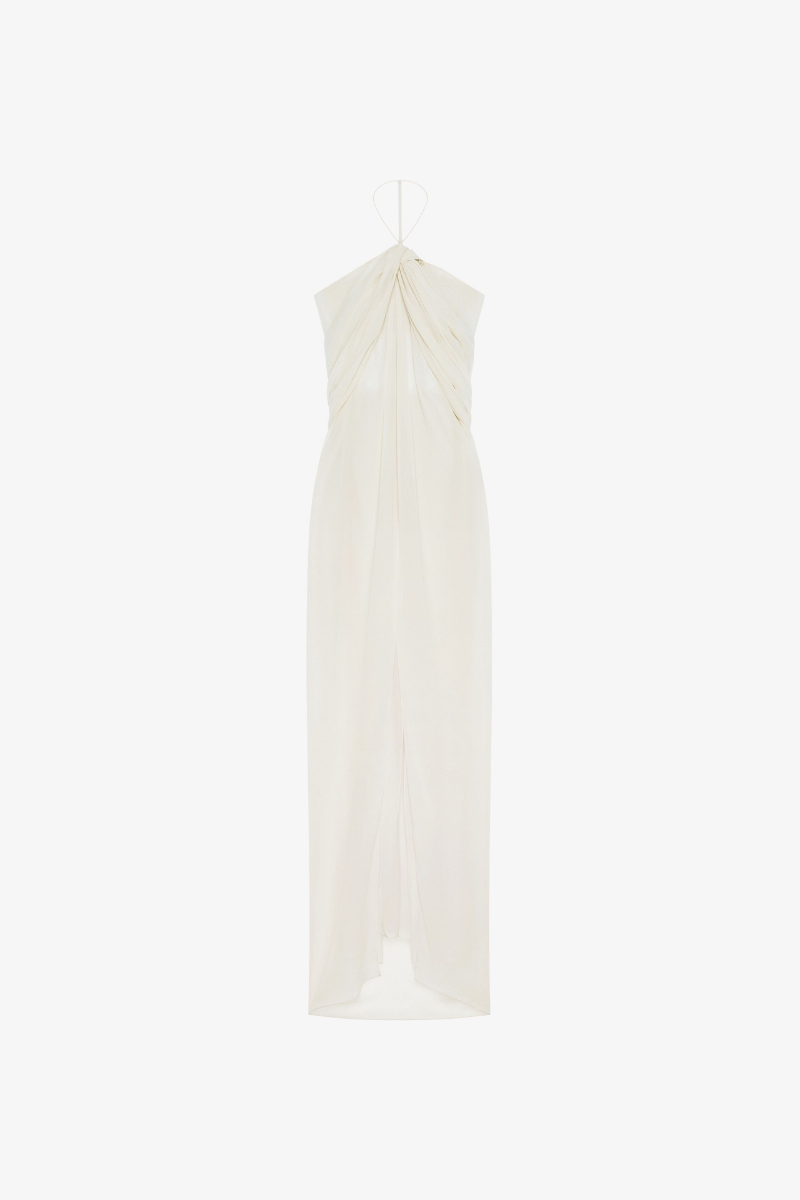 Givenchy Knot Long Dress With Back Drapped-Eggshell