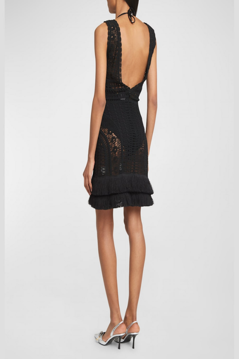 Givenchy Fringes Short Dress-Black