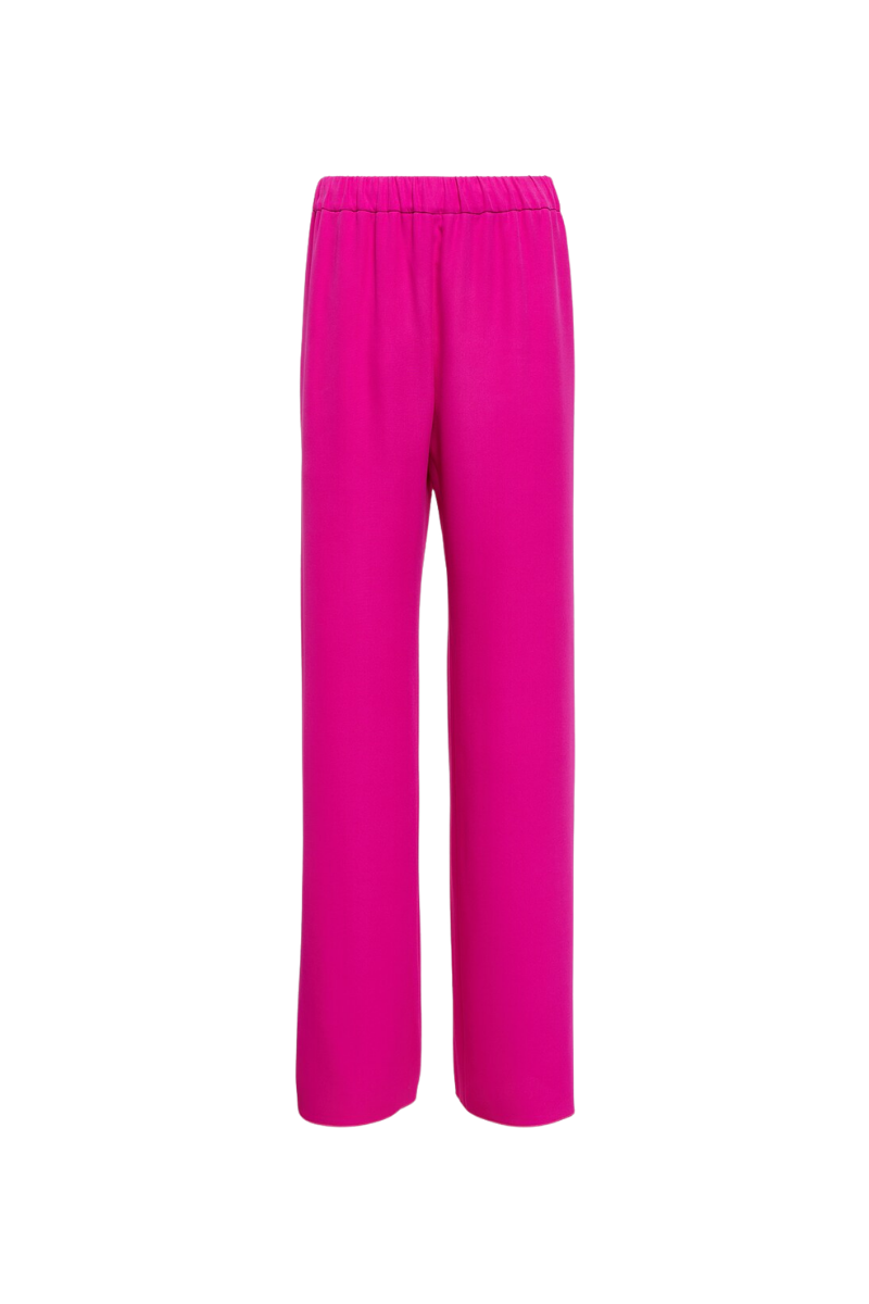 Valentino Elastic Waist Silk Wide-leg Pants In Pink