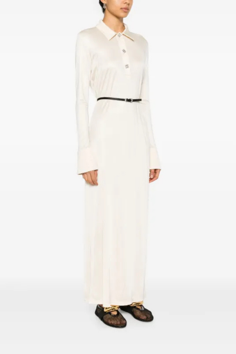 Givenchy Rib Long Voyou Belt Dress-Ivory