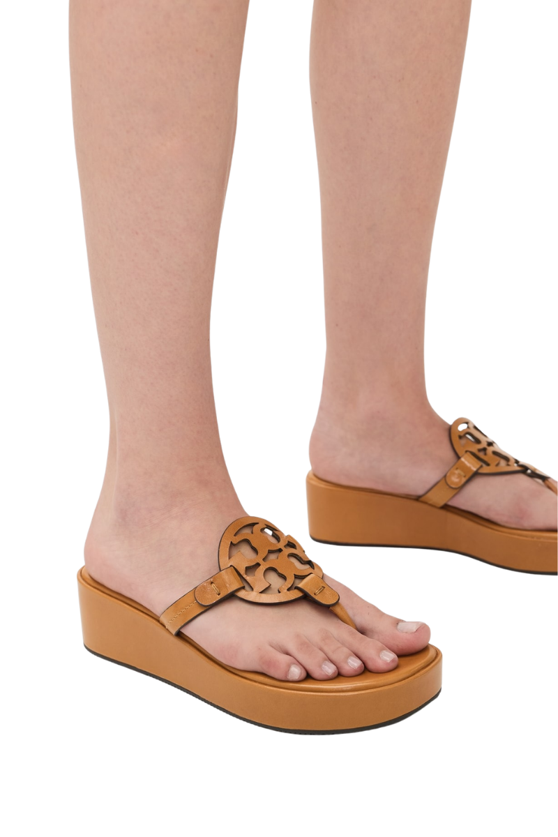 Tory Burch Miller Wedge Sandal 25Mm Ginger Shortbread 159829-200