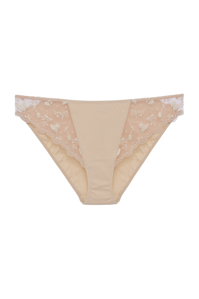La Perla Briefs in Halo and Ivory Nude with Embroidered Tulle