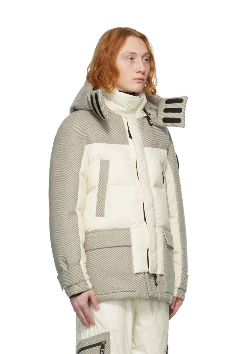 Giorgio Armani Grey Neve Down Paneled Coat-White