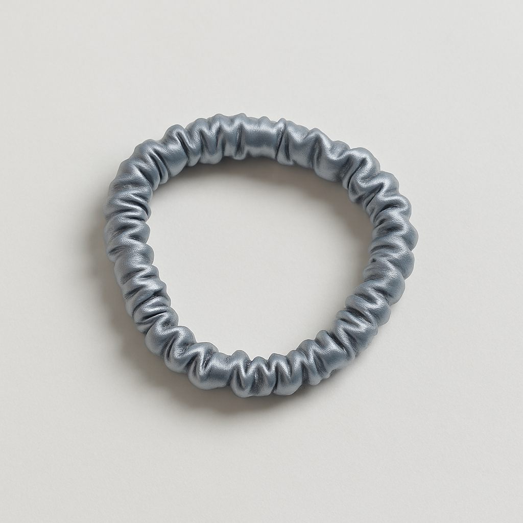 Max Simple Silk Thin Scrunchie – Silver Mist