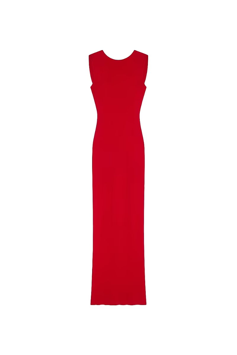 Givenchy Knit Open Back Long Dress-Poppy Red