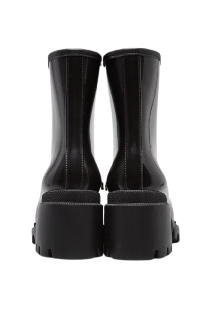 Gucci Kids Black Rubber Horsebit Lug Sole Low Boots