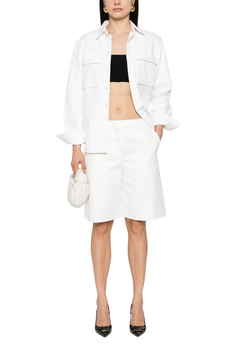 Valentino Twill Knee-Lenght Shorts Bianco 4B0RD0G575Y_0BO