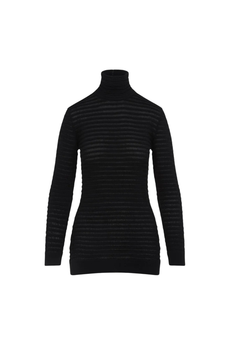 Valentino Garavani Semi-Sheer Ribbed Turtleneck Sweater
