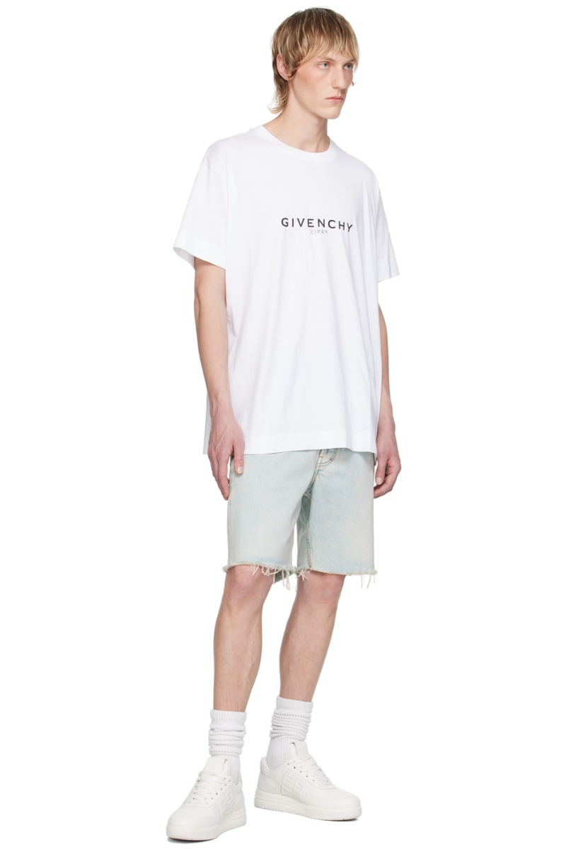 Givenchy Cutted Belt Low Rise Denim Shorts_Pale Blue