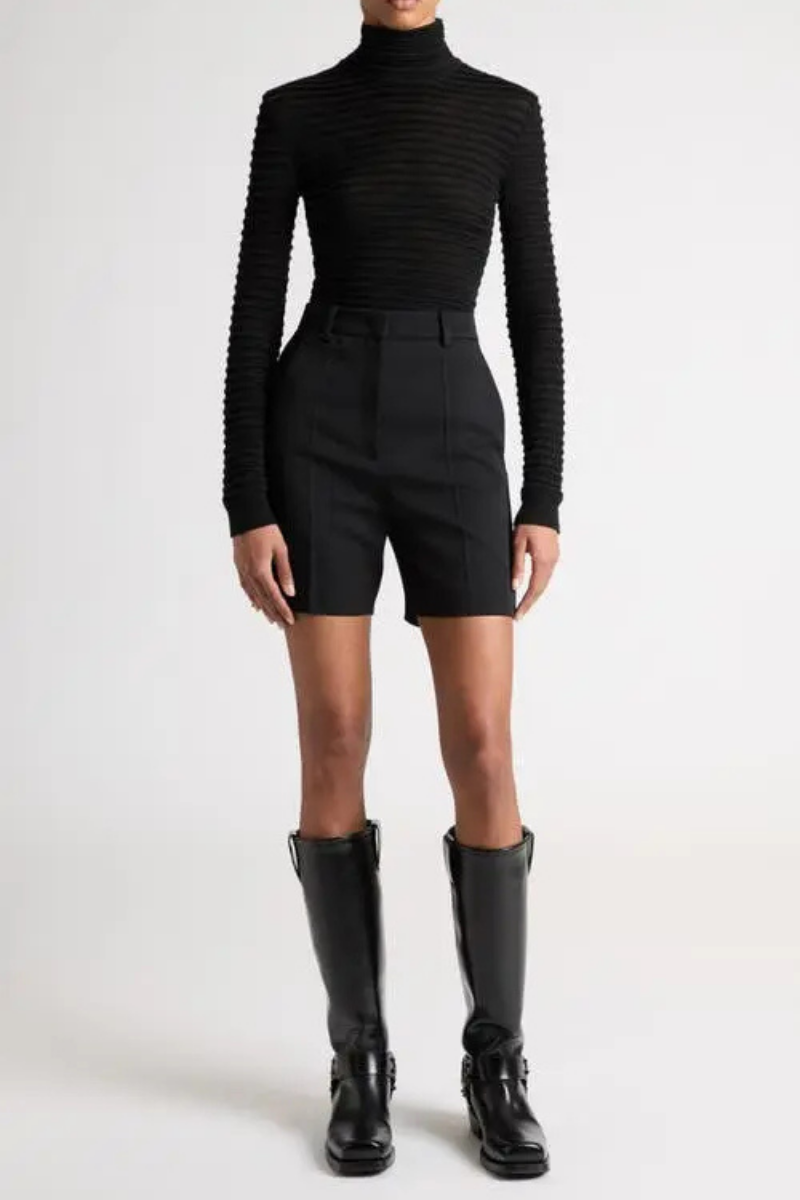 Valentino Garavani Semi-Sheer Ribbed Turtleneck Sweater