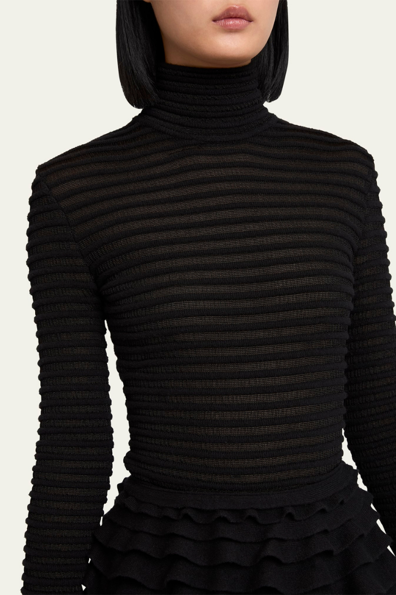 Valentino Garavani Semi-Sheer Ribbed Turtleneck Sweater