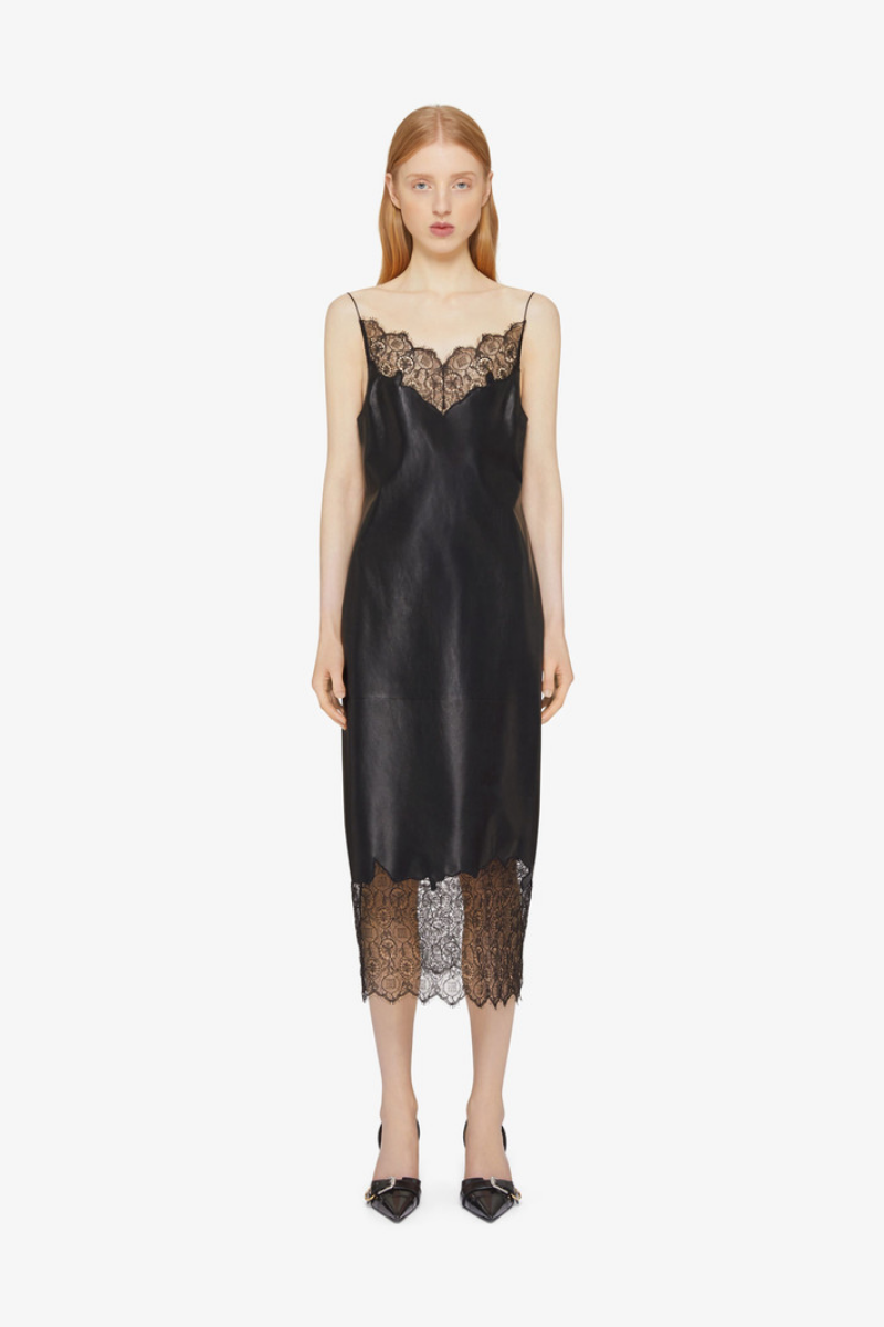 Givenchy Leather Slip Dress-Black