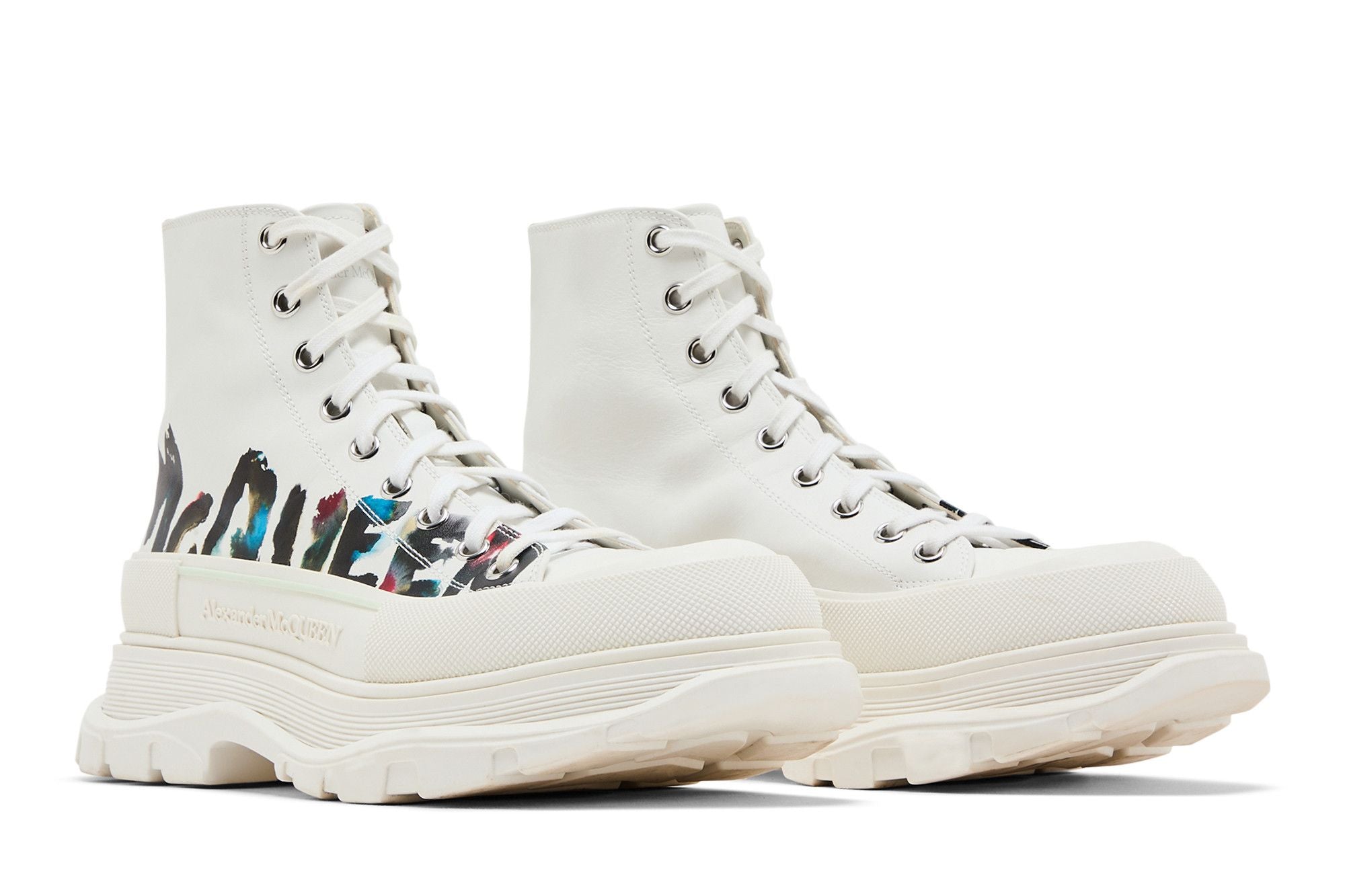 Alexander McQueen Tread Slick Boot 'Graffiti Logo - White Multi-Color'