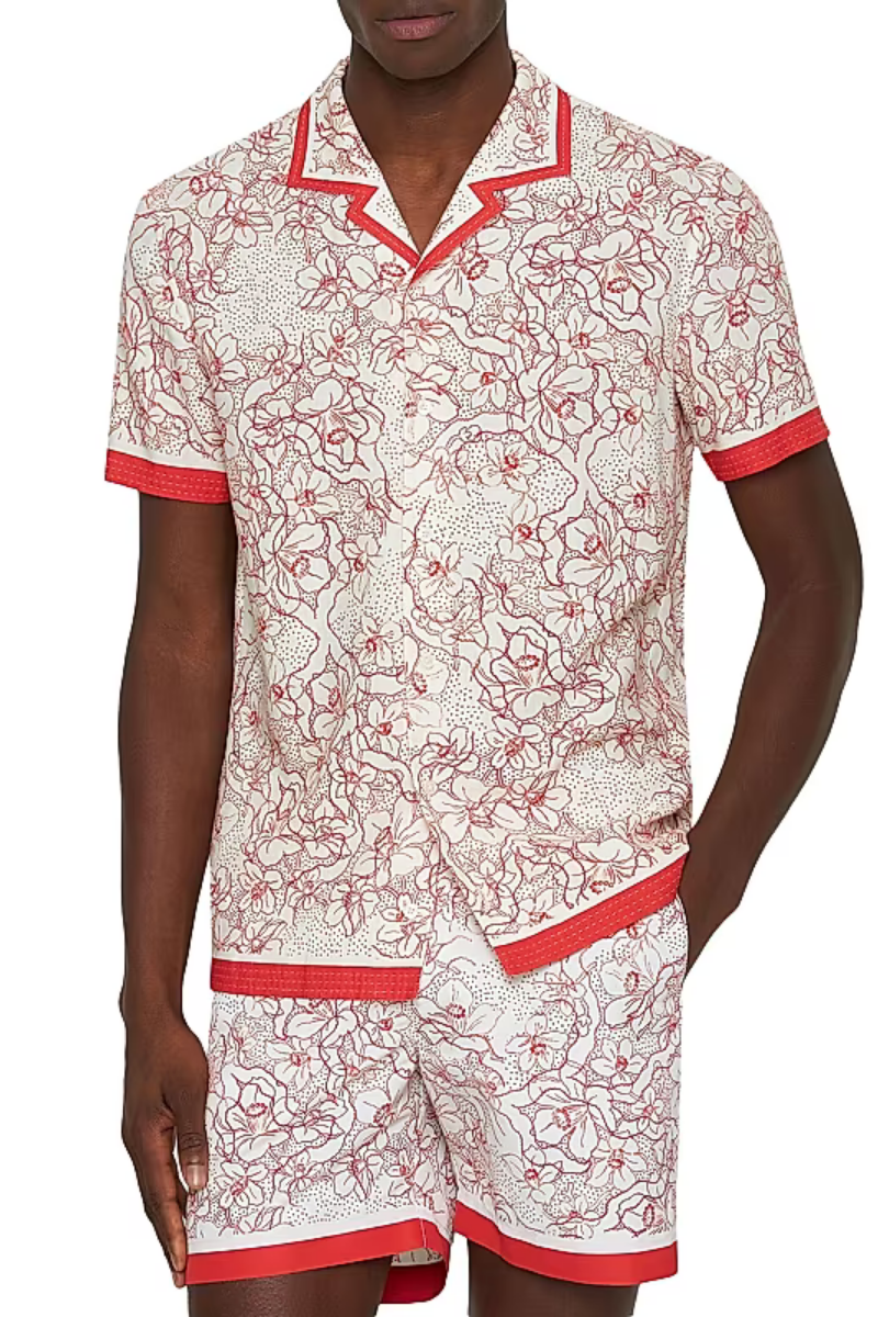 Orlebar Brown HIBBERT FLORAL NOUVEAU-279300-SUMMER RED/WHITE SAND