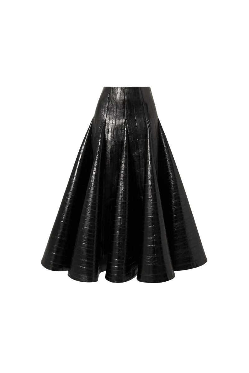 Valentino Garavani Leather A-Line Midi Skirt
