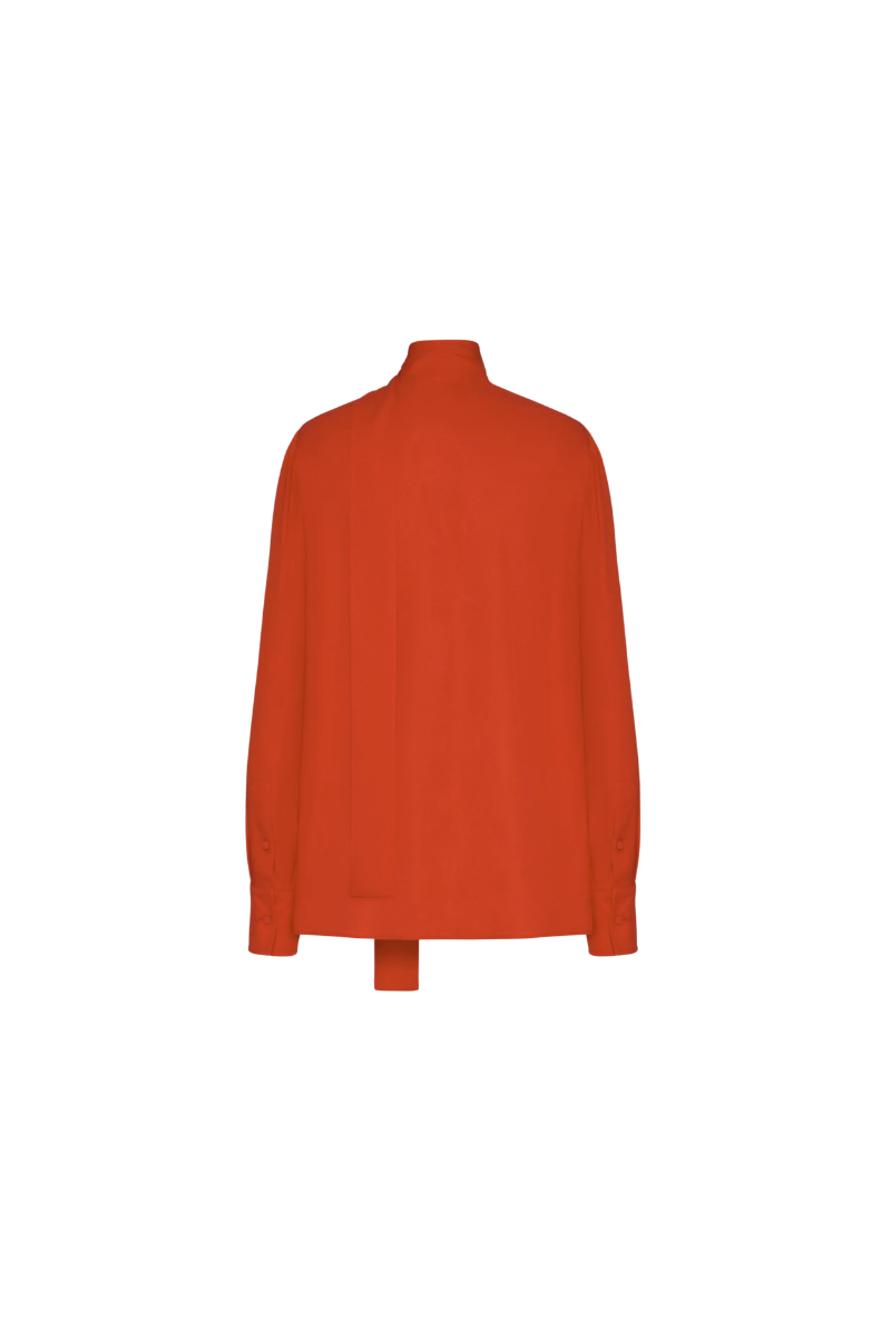 Valentino Tie-Neck Silk Georgette Blouse Off Orange 4B3AB3Y31MH_OFI
