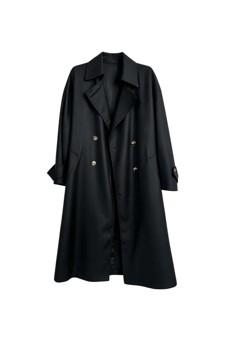 Max Simple Classic Wool Trench Black MSAL260612B