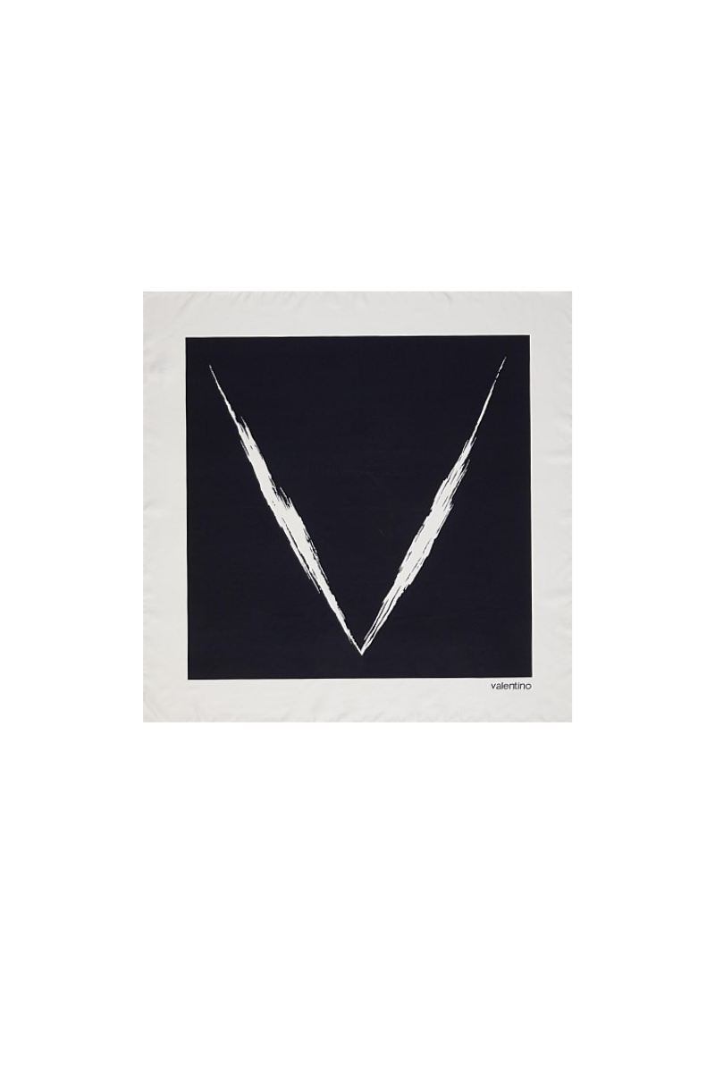 Valentino Garavani Logo-Print Silk Scarf In Black