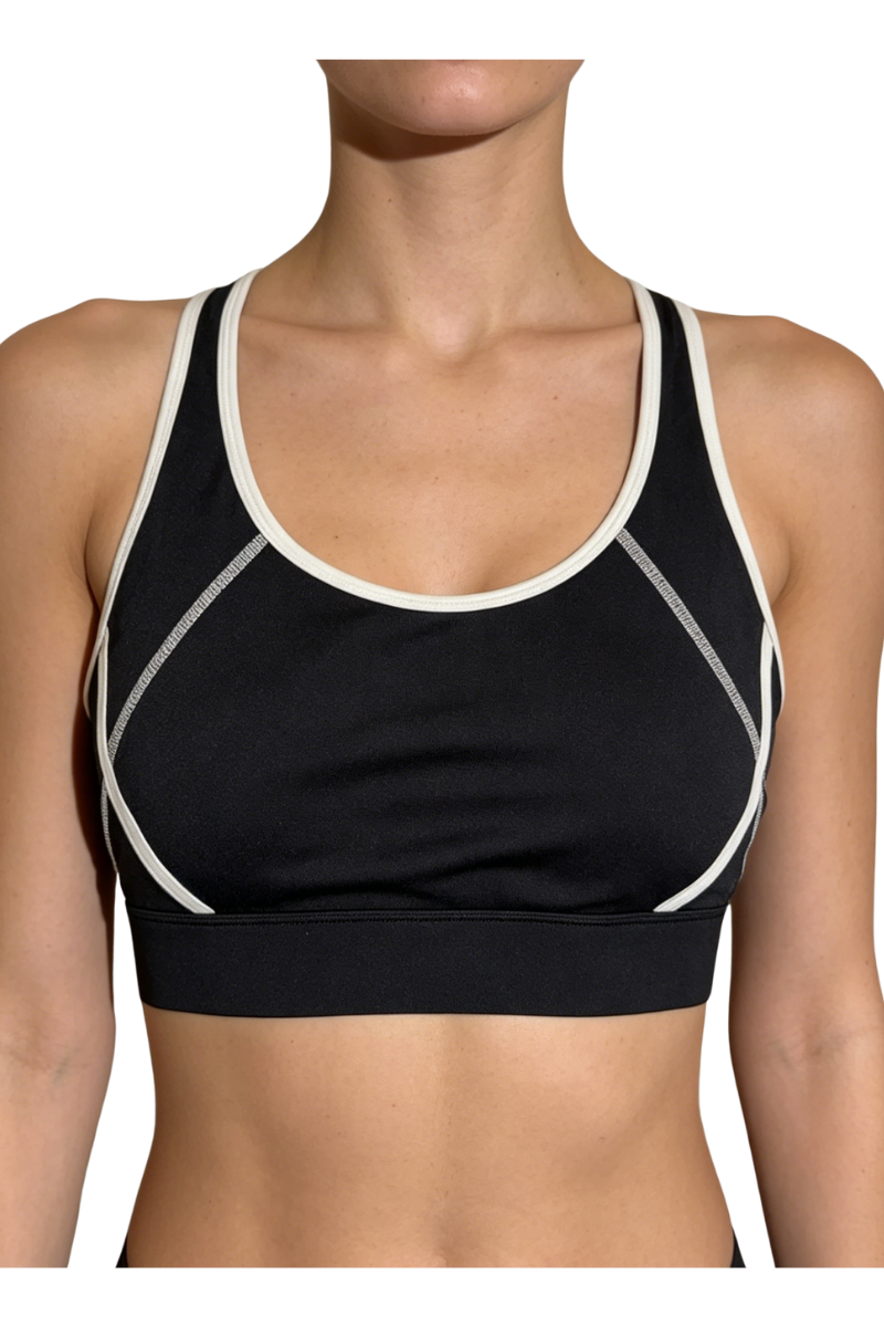 Bandier Center Stage Contrast Seam Bra Black/White BND10168