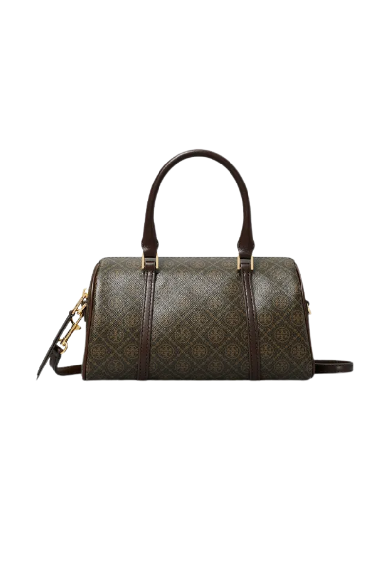 Tory Burch T Monogram Coated Canvas Petite Barrel Bag in French Press