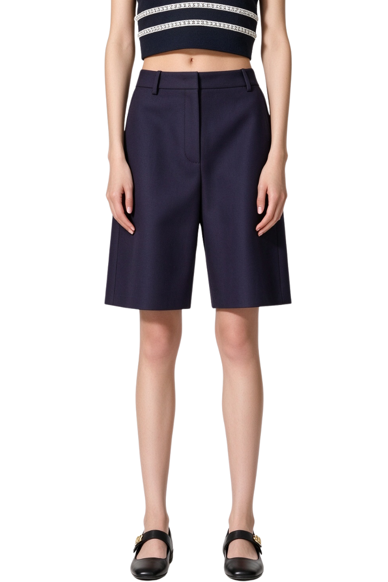 Valentino Solid Color Bermuda Shorts Navy 5B3RD0G975Y_598