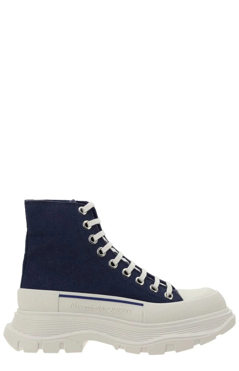 Alexander McQueen Tread Slick Lace-Up Sneaker Boots in Denim