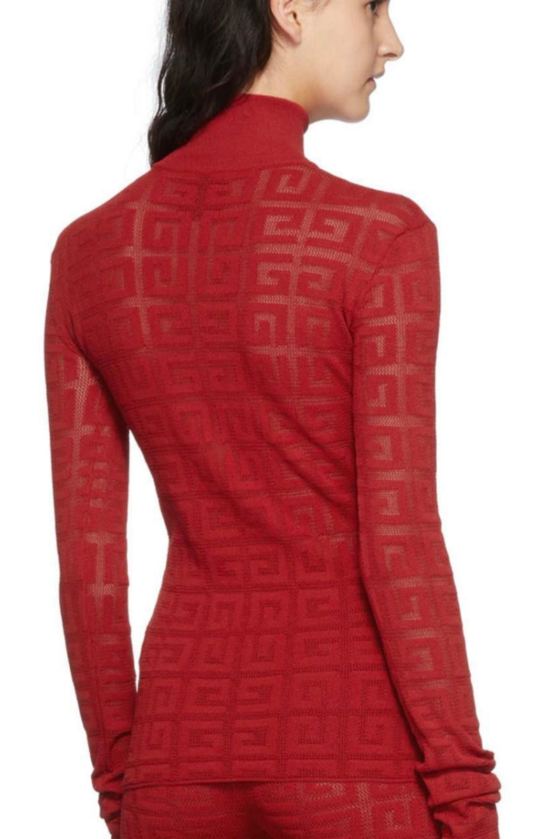 Givenchy 16Gg Lace Monogram Stretch Sweater_Red