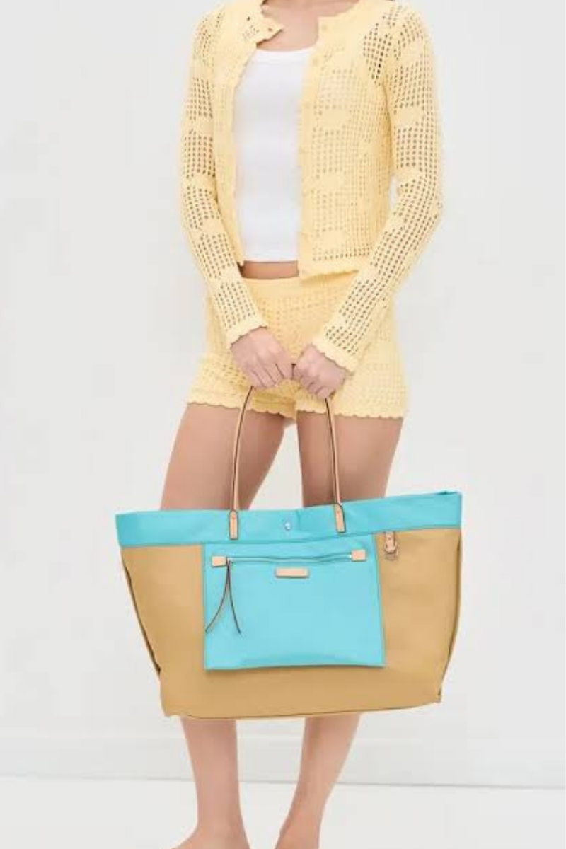 Tory Burch Ella Reversible Tote Soft Turquoise 181463-400