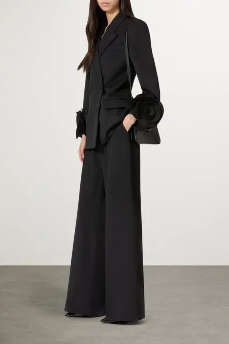Valentino Garavani virgin wool wide-leg tailored trousers in black