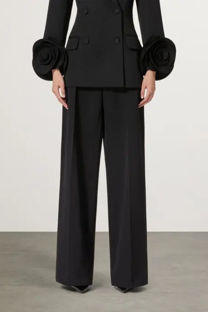 Valentino Garavani virgin wool wide-leg tailored trousers in black