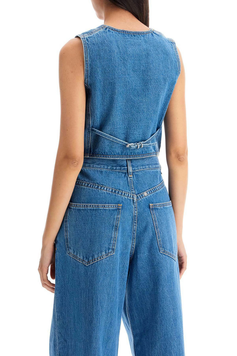 Givenchy Voyou Denim Waistcoat-Deep Blue