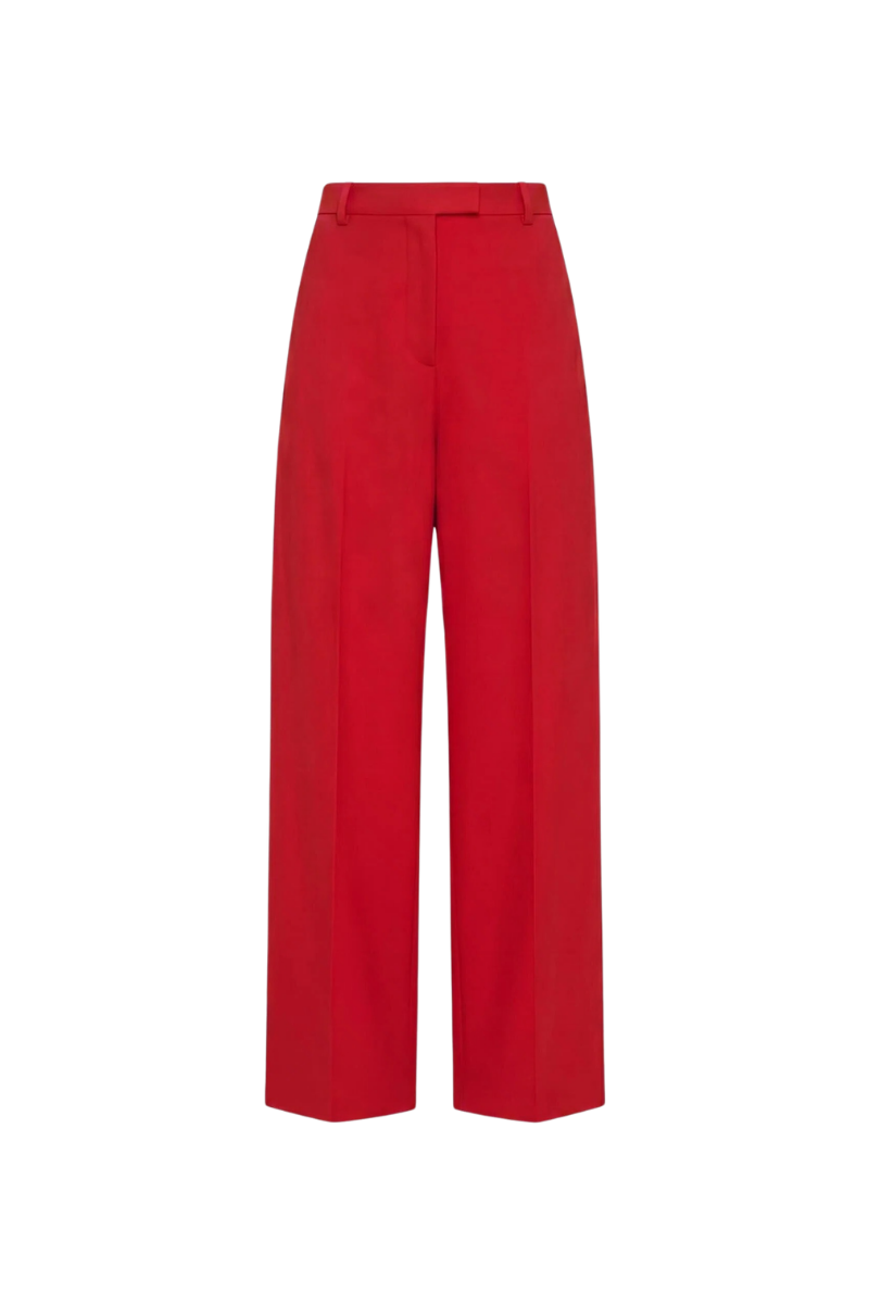 Valentino Garavani virgin wool wide-leg tailored trousers in rosso