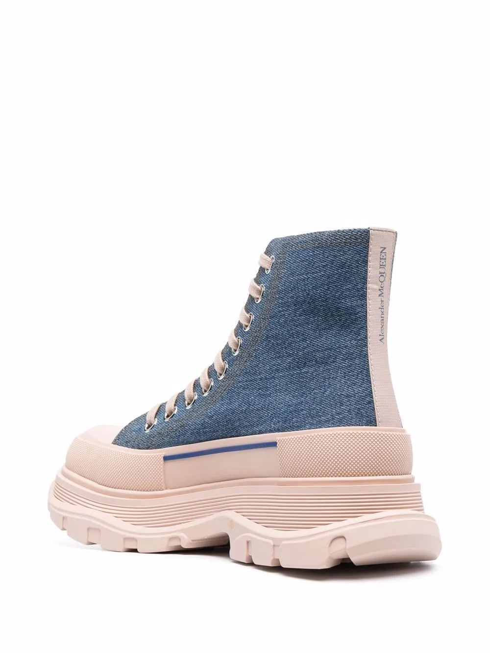 Alexander McQueen Tread Slick Lace-Up Sneaker Boots in Denim