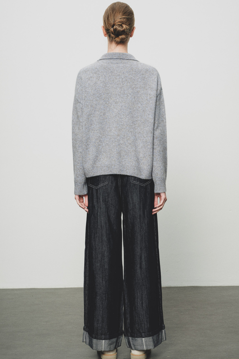 Max Simple Half-Zip Sweater Dusty Blue MSYY265066D