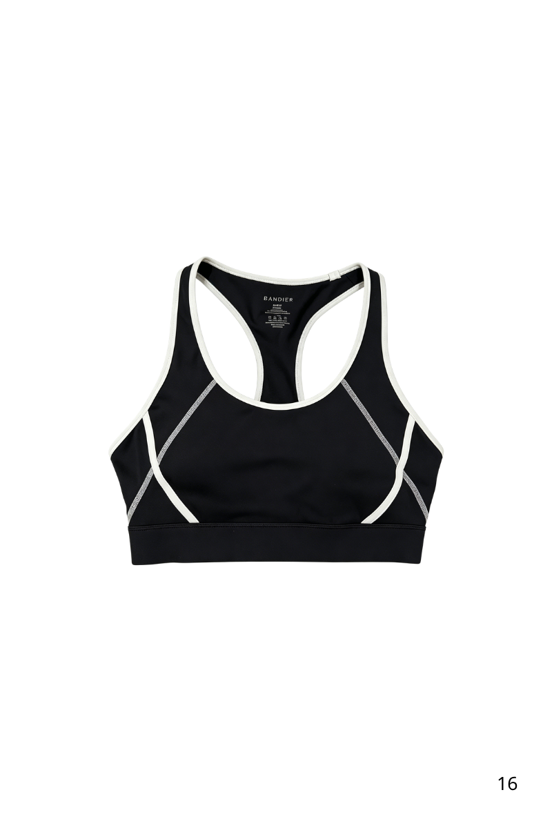 Bandier Center Stage Contrast Seam Bra Black/White BND10168