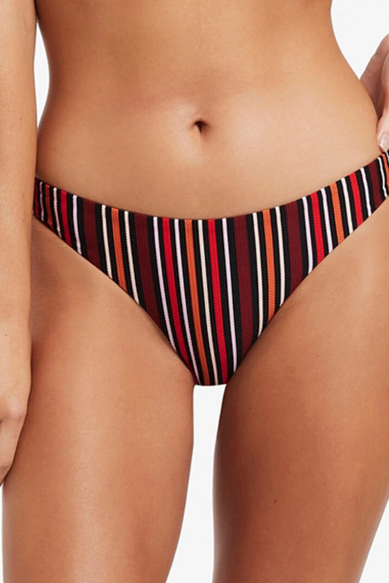 Jets Bedouin Stripe Hipster Bikini Bottom In red/black