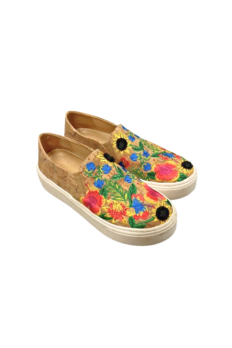 Schutz Platform Slides with Sunflower Graffiti