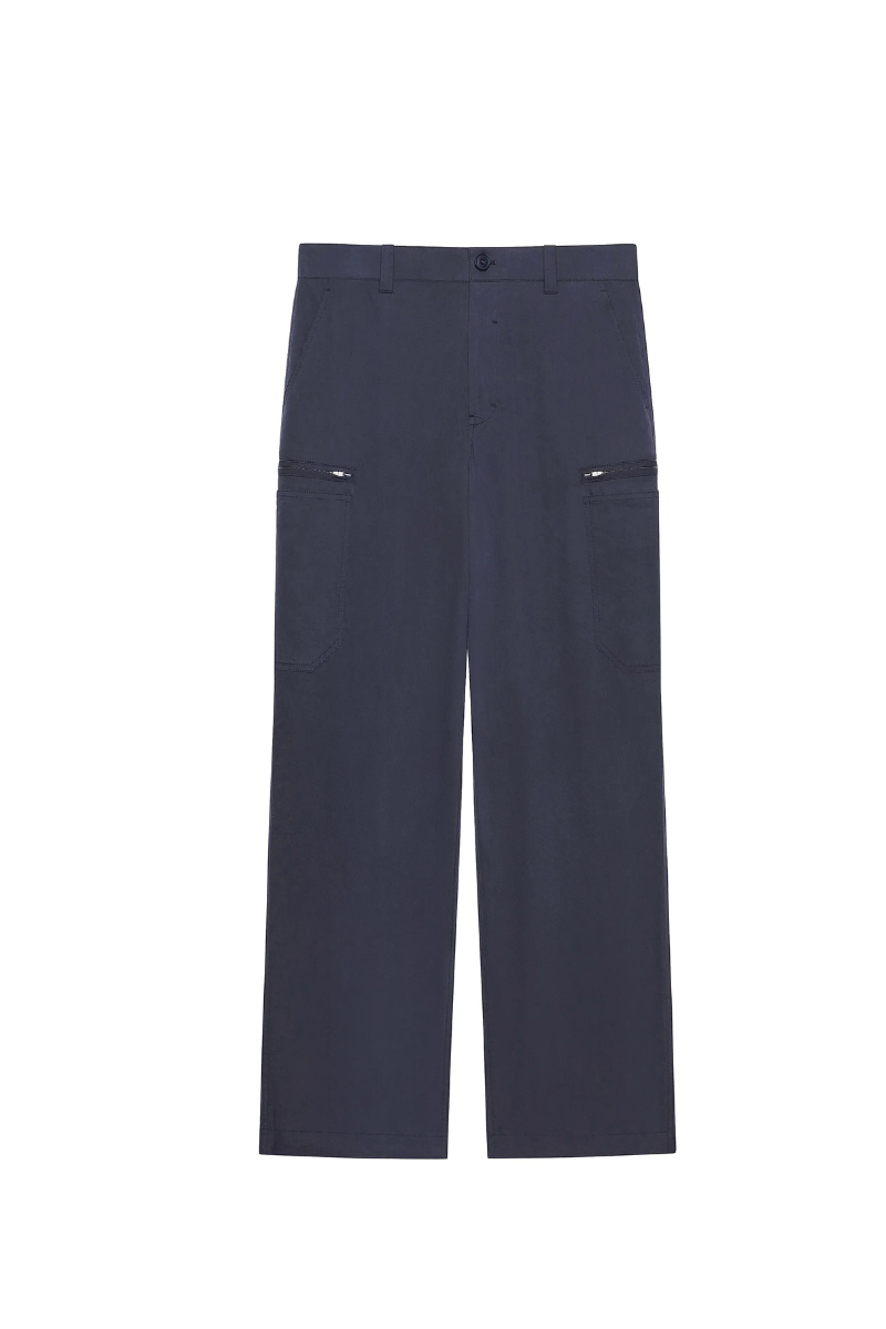 Givenchy Plage Cargo Pants in Ozone Washed Poplin, made of cotton and silk, showcasing cargo pockets and stylish design.