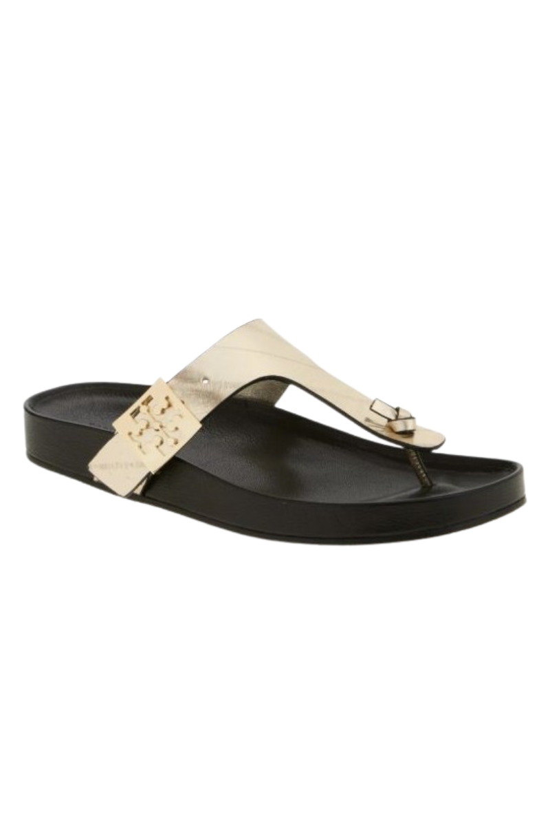 Tory Burch Mellow Thong Sandal Spark Gold/Perfect Black 165582723