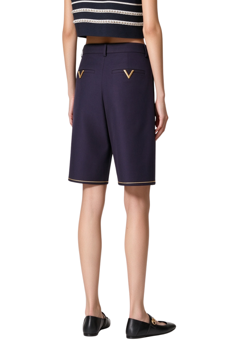 Valentino Solid Color Bermuda Shorts Navy 5B3RD0G975Y_598