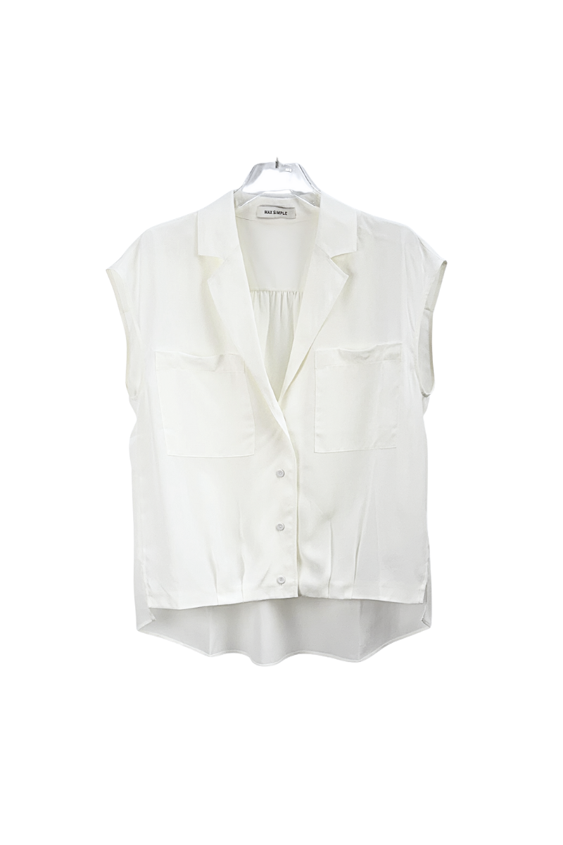 Max Simple Silk Utility Vest White