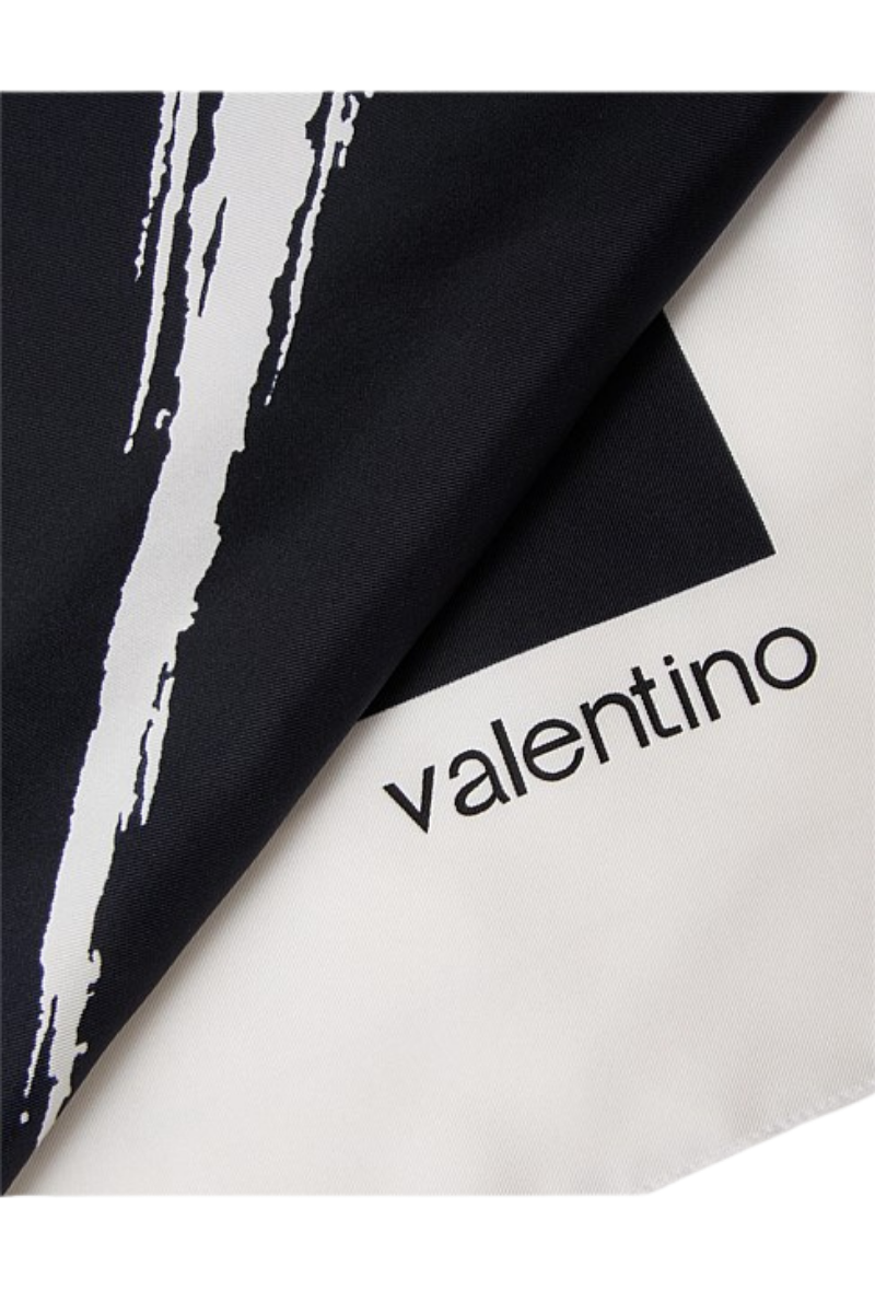 Valentino Garavani Logo-Print Silk Scarf In Black